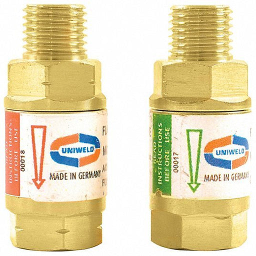 Uniweld TFAA Flashback Arrestor Set Torch Mount, 3/8" - 24, For Oxygen & Fuel - KVM Tools Inc.KV5KH48