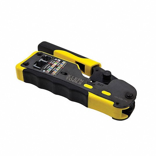 Klein VDV226 - 110 Ratchet Crimper For Pass Thru RJ - 45/RJ - 11/RJ - 12, Cat3/Cat5e/Cat6/6A, Non - Insulated - KVM Tools Inc.KV258X36