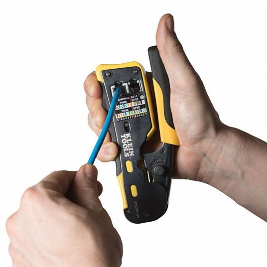 Klein VDV226 - 110 Ratchet Crimper For Pass Thru RJ - 45/RJ - 11/RJ - 12, Cat3/Cat5e/Cat6/6A, Non - Insulated - KVM Tools Inc.KV258X36