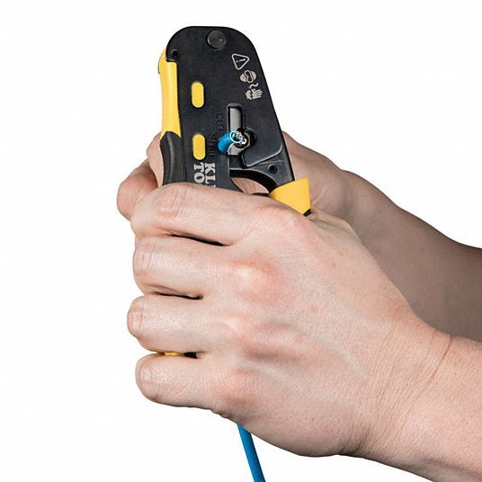 Klein VDV226 - 110 Ratchet Crimper For Pass Thru RJ - 45/RJ - 11/RJ - 12, Cat3/Cat5e/Cat6/6A, Non - Insulated - KVM Tools Inc.KV258X36