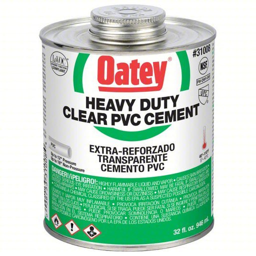 Oatey 31008 Pipe Cement Heavy Duty, 32 fl oz, Brush-Top Can, Clear - KVM Tools Inc.KV39AP12