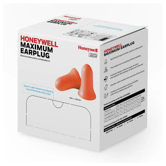 Honeywell MAX-1 Disposable Foam Uncorded Earplugs, Bell Shape, 33 dB NRR, Coral, 200 Pairs/Box - KVM Tools Inc.KV5FV14