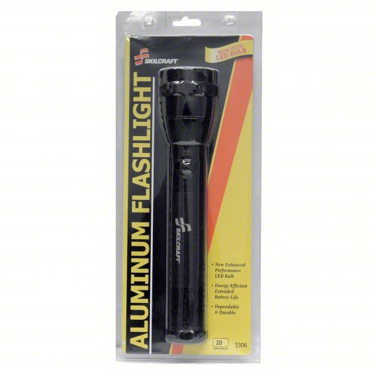 Ability One 6230-01-513-3306 Flashlight 1,601 lm Max Brightness, 3 hr Run Time at Max Brightness, Black, 2 Batteries - KVM Tools Inc.KV10E716