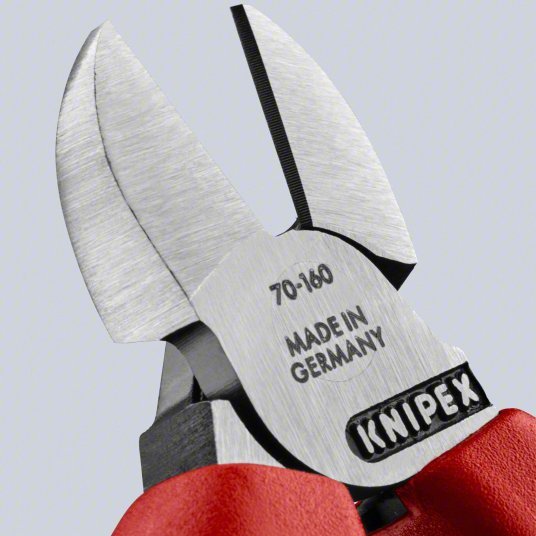 Knipex 70 02 160 Diagonal Cutting Plier Std, Straight, Narrow, 3/4 in Jaw Lg, 7/8 in Jaw Wd, 6 1/4 in Overall Lg, 70 - KVM Tools Inc.KV10T983