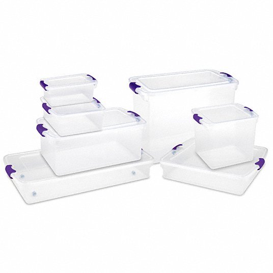 Homz 3420GRPRCL.08 Storage Tote 3.9 gal, 16 1/4 in x 13 in x 6 1/8 in, Clear Body, Clear Lid, Less than 10 gal - KVM Tools Inc.KV13N880