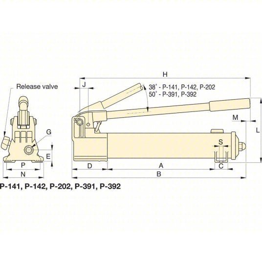 Enerpac P392 Two Speed, Lightweight Hydraulic Hand Pump, 55 in3 Usable Oil - KVM Tools Inc.KV80021660