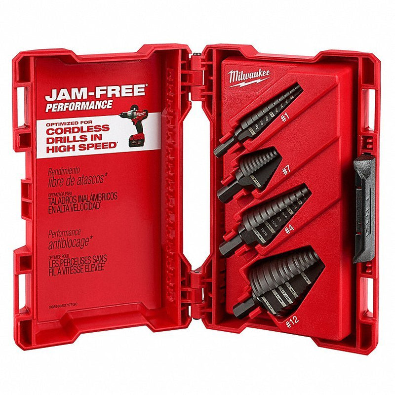 Milwaukee 48-89-9223 Step Drill Bit Set, High Speed Steel, Black Oxide, 4-Piece - KVM Tools Inc.KV19RK84