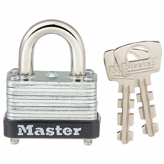Master Lock 22 Padlock, Keyed Different, Standard Shackle, Rectangular Steel Body, Steel Shackle, 9/16 in W - KVM Tools Inc.KV1A377