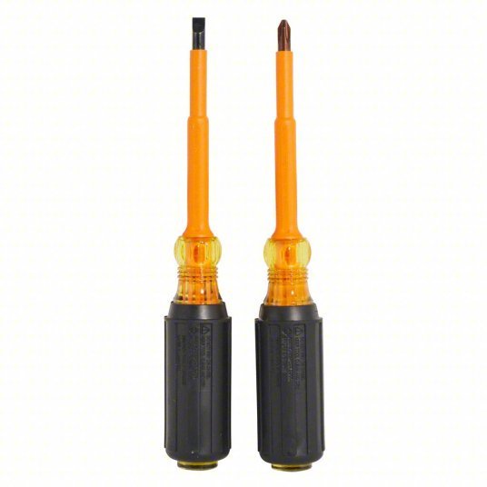 Klein 33532-INS ESD Safe Insulated Screwdriver Set 2 Pieces, Phillips/Slotted Tip, 1/4 in Tip Size - KVM Tools Inc.KV1AHE5