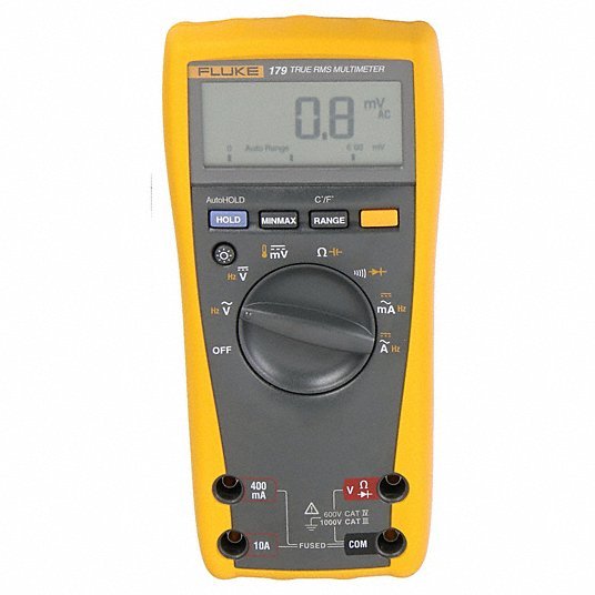 Fluke 179/EDA2 Kit Digital Multimeter Kit, 1,000 Max. AC Volts, 1,000 Max. DC Volts, 10 Max. AC Amps, 10 Max. DC Amps