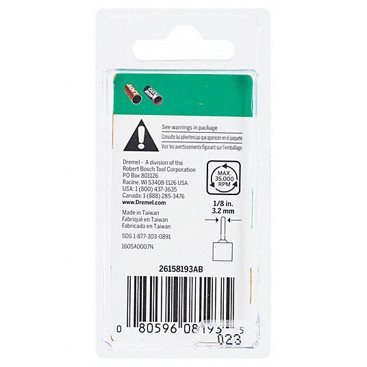 Dremel 8193 Abrasive Point Cylinder, 5/8 in Head Wd, 1 Pieces, Metal/Stainless Steel, Aluminum Oxide - KVM Tools Inc.KV1UH81