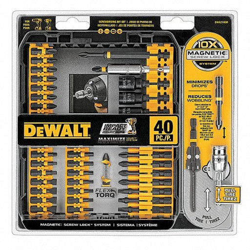 Dewalt DWA2T40IR Screwdriver Bit Set Screwdriver Bit Set, 40 No. of Pieces, 1/4 in Hex Shank Size, Steel - KVM Tools Inc.KV20UH16