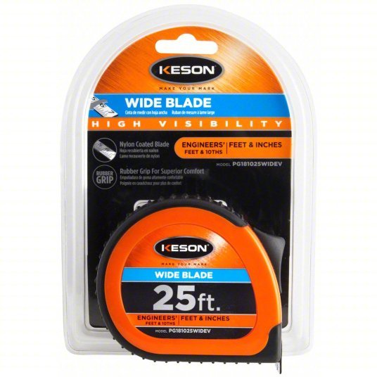 Keson PG181025WIDEV 25 ft Engineer's Tape Measure, 1 3/16 in Blade - KVM Tools Inc.KV22N872