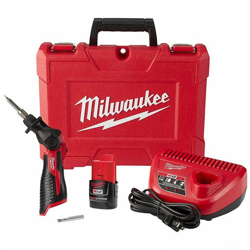 Milwaukee 2488-21 Soldering Iron Kit 90 W, 750°F, Chisel/Conical Tip, 0.02 in Tip Wd - KVM Tools Inc.KV408L74