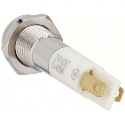 KVM Tools KV24M067 Flat Indicator Light Green, Male .110 Connector, LED, 24V DC, Brass Plated Chrome/LED/Plastic (ABS) - KVM Tools Inc.KV24M067