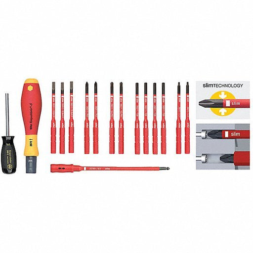 Wiha 28792 Slotted, Phillips, TORX, Square, Terminal Xeno Bit 6 1/4 in, Drive Size: 1/4 in , 16 Pc - KVM Tools Inc.KV26X276