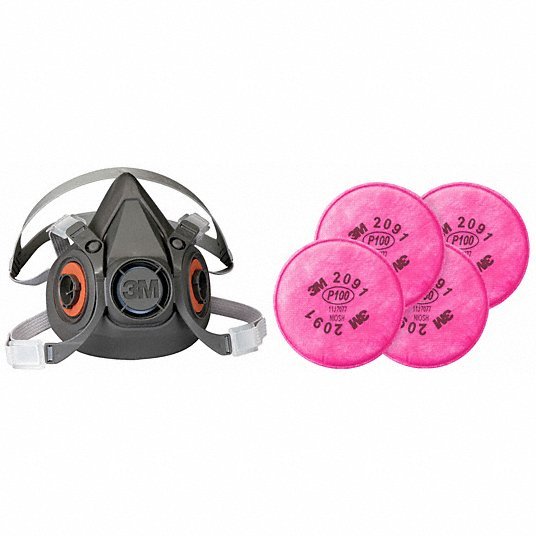 3M 7000001934-7000029657 Half Mask Respirator Kit: 4 Cartridges Included, (4) Nuisance Organic Vapor, P100 Filter - KVM Tools Inc.KV277NR9
