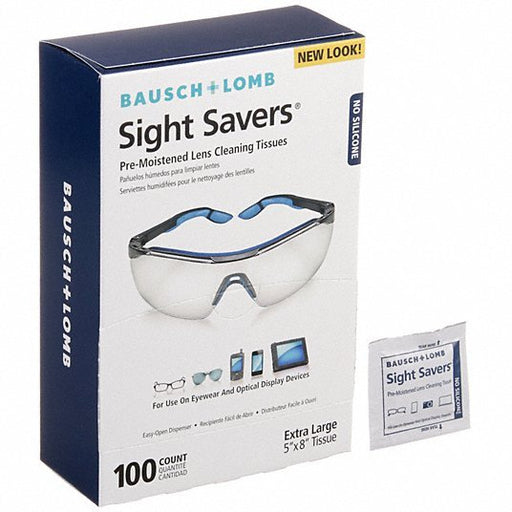 Bausch & Lomb 8574GM Sight Savers Premoistened Lens Cleaning Tissues, 8 x 5, 100PK - KVM Tools Inc.KV2AR69