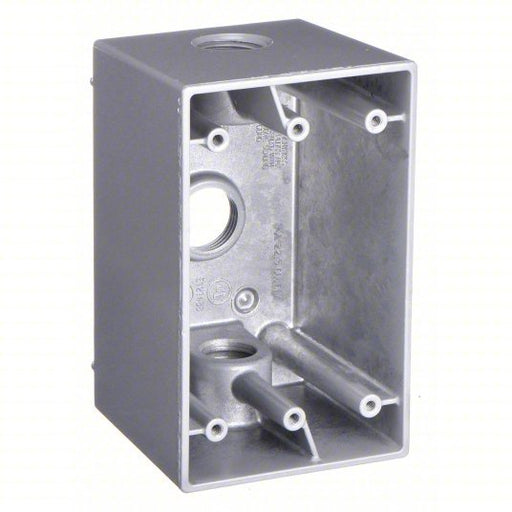 Bell 5385-0 Weatherproof Electrical Box, 1 Gang, 1/2 in Hub Size, 3 Inlets, 4.5 in L, 2.75 in W, Aluminum, Gray - KVM Tools Inc.KV2DCW1
