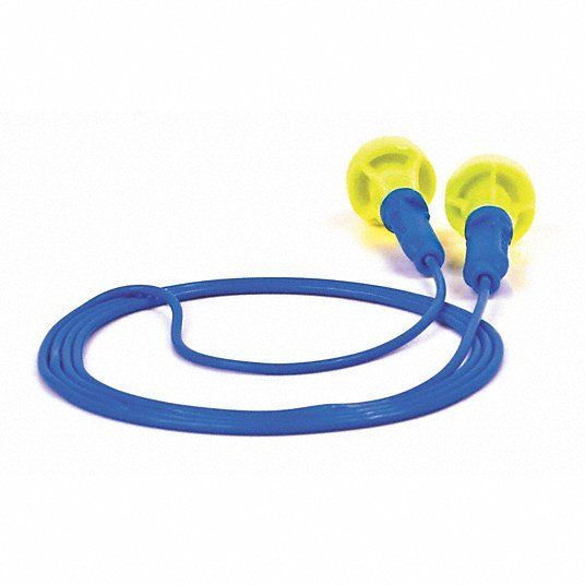 3M 318-1001 E-A-R Push-Ins Disposable Corded Ear Plugs, Pod Shape, 28 dB, Blue/Yellow, 100 Pairs - KVM Tools Inc.KV3WE32