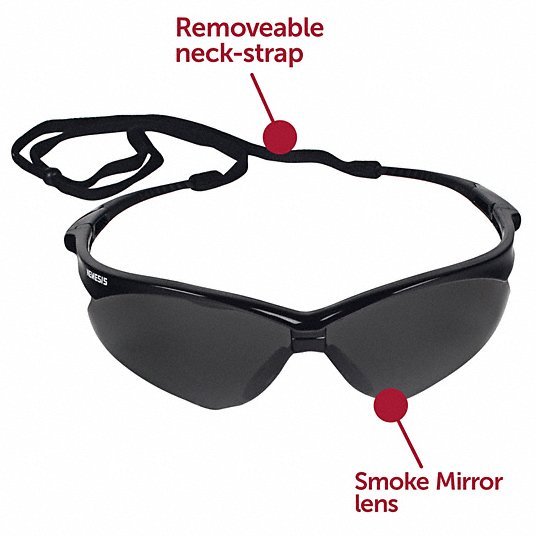 Kleenguard 25688 V30 Nemesis Safety Glasses, Mirror Coating, Scratch-Resistant, Black Half Frame, Smoke Lens - KVM Tools Inc.KV2UYF4