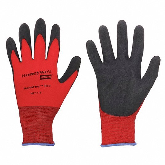 Honeywell North NF11/9L Foam Nitrile Coated Gloves, NorthFlex Red, Palm Coverage, Abrasion Level 4, Red/Gray, L, 1 Pair - KVM Tools Inc.KV2WTN7