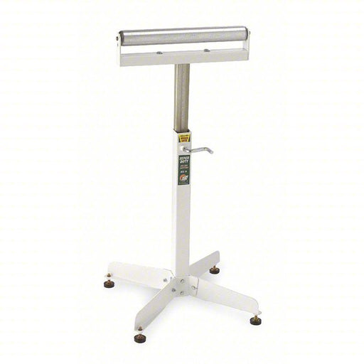 HTC HSS-18 Material Support Stand 16 in Roller Wd, 28 in Min. Ht, 47 1/2 in Max. Ht, Steel, White - KVM Tools Inc.KV2YE14