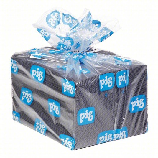 PIG MAT203 Absorbent Mat Pad 28 oz Volume Absorbed Per Pad, Bag, Gray, 100 PK - KVM Tools Inc.KV30PV56