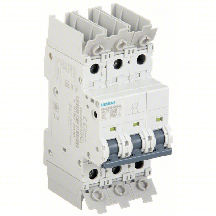 Siemens 5SJ43307HG42 IEC Miniature Circuit Breaker, 30 A, 277/480V AC, 3 Pole, DIN Rail Mounting Style, 5SJ4 Series - KVM Tools Inc.KV30YD22