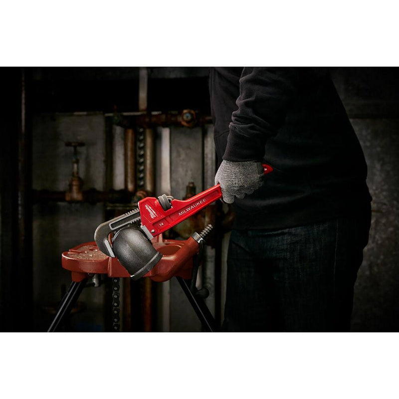 Milwaukee 48-22-7114 14 in L 2 in Cap. Alloy Steel Straight Pipe Wrench - KVM Tools Inc.KV52XH83