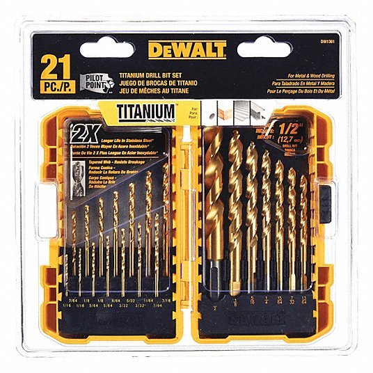 Dewalt DW1361 21 Pc Pilot Point(R) Titanium Drill Bit Set