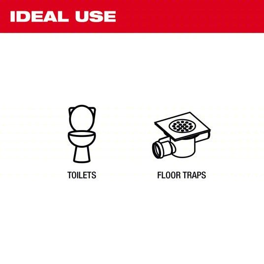 Milwaukee 49-16-3576 Toilet Auger 6 ft Cable Lg, 1/2 in Cable Dia, Bulb Head, For Toilets Fixture Type - KVM Tools Inc.KV801NJ1