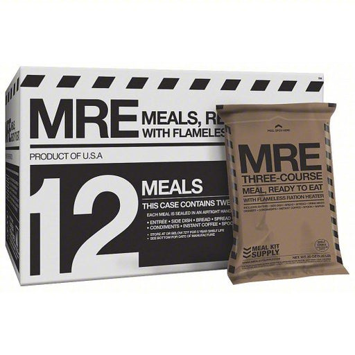 Meal Kit Supply MKA-001 Emergency Food Ration Packet 140 oz, 3 Courses, 1,200 Calories per Meal, 12 PK - KVM Tools Inc.KV35HY31