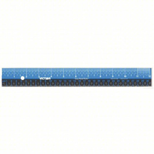 Victor EZ12SBL Ruler 12 3/16 in / 309.5 mm, 1/16 in/1/4 in, White, Metric/SAE, Rule, Decimal - KVM Tools Inc.KV36WE33