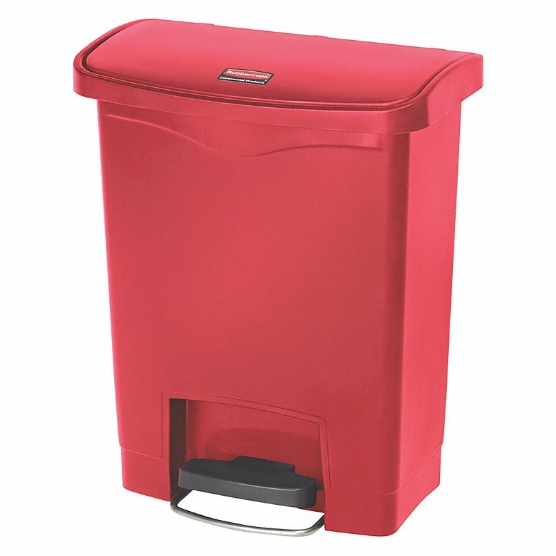 Rubbermaid 1883564 Step Can: Slim Jim(R), Plastic, Red, 8 gal Capacity ...