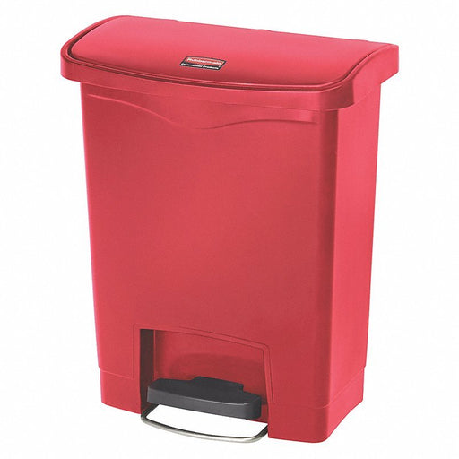 Rubbermaid 1883564 Step Can: Slim Jim(R), Plastic, Red, 8 gal Capacity, 16 1/2 in Wd/Dia - KVM Tools Inc.KV38UJ49