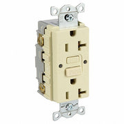 Hubbell GFRST20I GFCI Receptacle: Duplex, 1 Phase, NEMA 5-20R, 125V AC, 20 A, 2 Poles, Screw Terminals, Ivory - KVM Tools Inc.KV39EA23