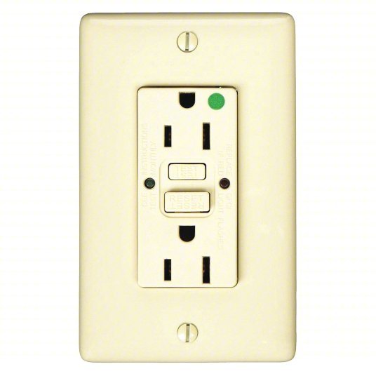 Hubbell GFR82I GFCI Receptacle, 15A, 125VAC, 5-15R, Ivory - KVM Tools Inc.KV39EA35