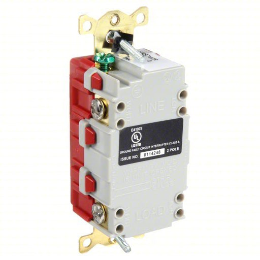 Hubbell GFR82R GFCI Receptacle, 15A, 125VAC, 5-15R, Red - KVM Tools Inc.KV39EA37