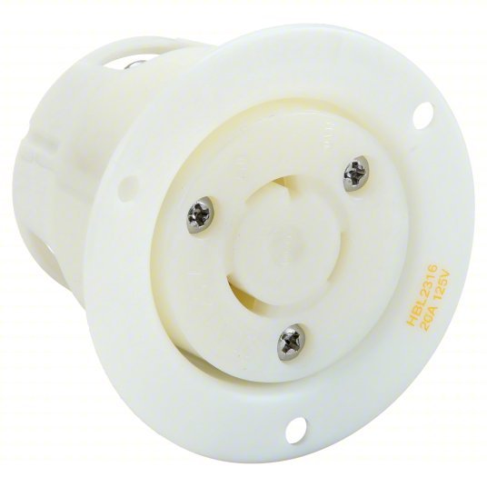 Hubbell HBL2316 20A Flanged Twist-Lock Receptacle 2P 3W 125VAC - KVM Tools Inc.KV3D035