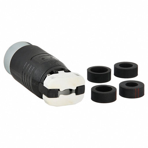 Hubbell HBL25415B 30/20A Locking Plug 4P 5W 600VAC/250VDC BK - KVM Tools Inc.KV3D059