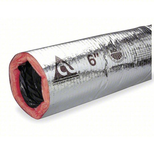 Atco 13002506 Flexible Duct 6 in Dia, 25 ft Lg, R 4.2, 0.05% Vapor Trans, Fiberglass, Metallized Polyester - KVM Tools Inc.KV3F323