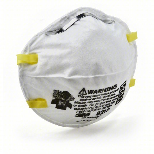 3M 8210 Disposable Respirator Dual, Non-Adj, Metal Nose Clip, Std, White, Universal Mask Size, 20 PK - KVM Tools Inc.KV3KP43