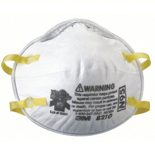 3M 8210 Disposable Respirator Dual, Non-Adj, Metal Nose Clip, Std, White, Universal Mask Size, 20 PK - KVM Tools Inc.KV3KP43