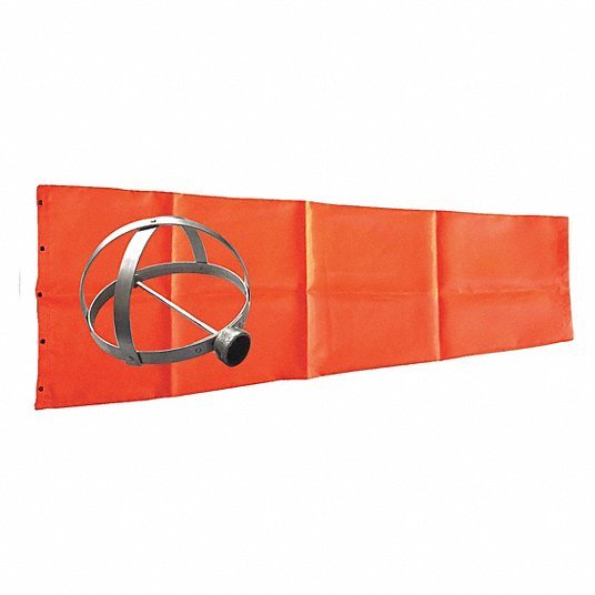 KVM Tools KV3LWE5 Windsock Kit Nylon, 48 in Lg, 18 in Throat Dia, Orange, Windsock with Mounting Hardware