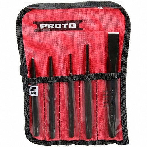 Proto J3S2 Punch and Chisel Set, 5 Pieces, Steel - KVM Tools Inc.KV6DJY9