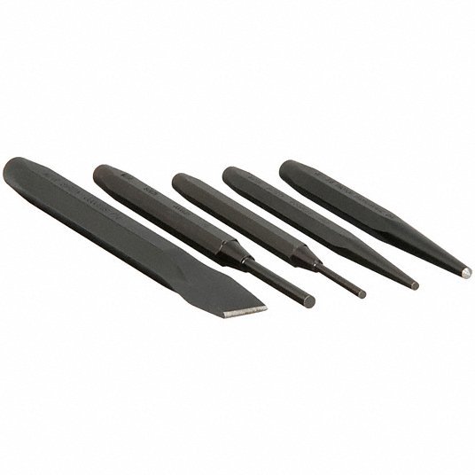 Proto J3S2 Punch and Chisel Set, 5 Pieces, Steel - KVM Tools Inc.KV6DJY9