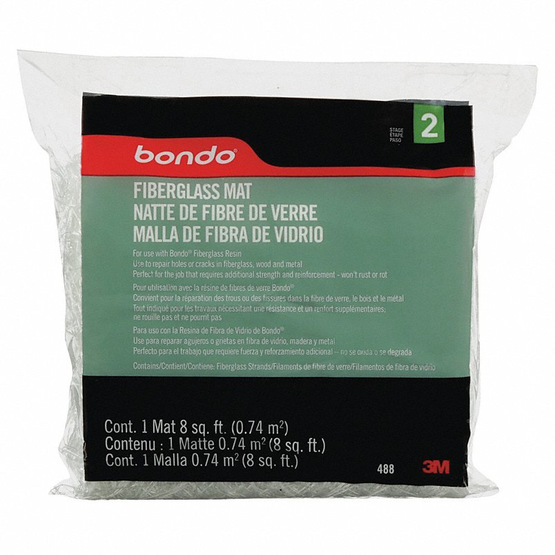 Bondo 488 Fiberglass Mat, 8 sq ft, Bag, White - KVM Tools Inc.KV3RAR8