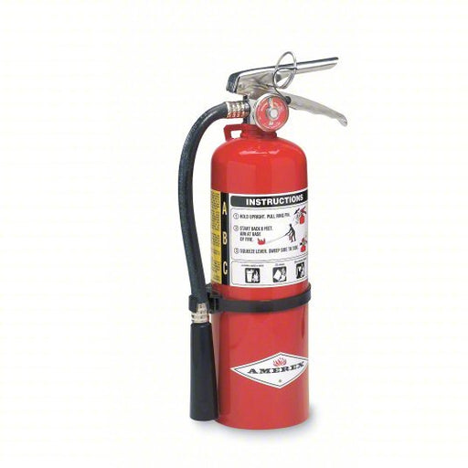 Amerex B424 Fire Extinguisher, Class ABC, UL Rating 2A:10B:C, Discharge Time 14 sec, 5 lb capacity, 18 ft Range - KVM Tools Inc.KV3YWL7