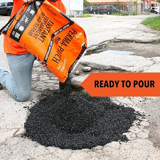Perma-Patch PP-60-C Cold Patch Limestone Asphalt Mix, 60 lb Container Size, Bag, No VOC - KVM Tools Inc.KV3ZC17